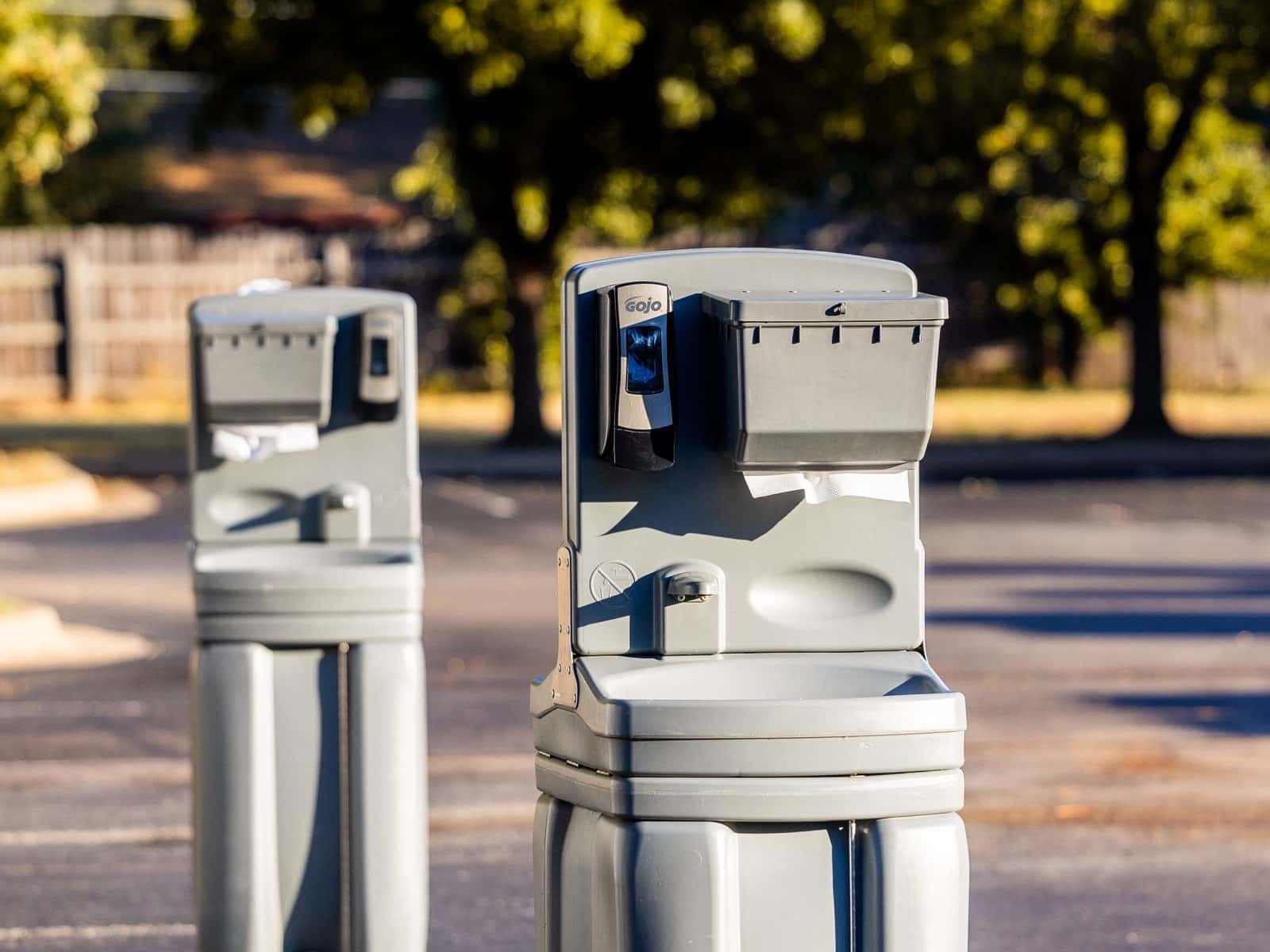 Two portable handwash stations